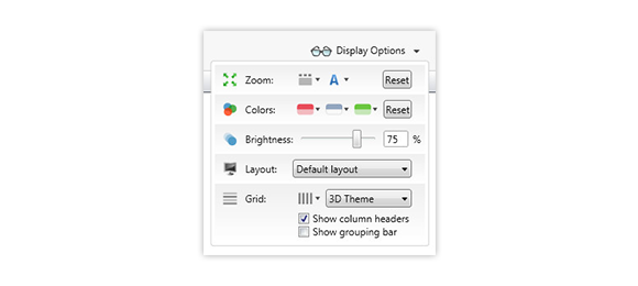 Screenshot of customizable interface options.